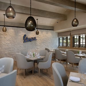 Elegant Restaurant Interior with Soft Casual Elegant Material Pallet