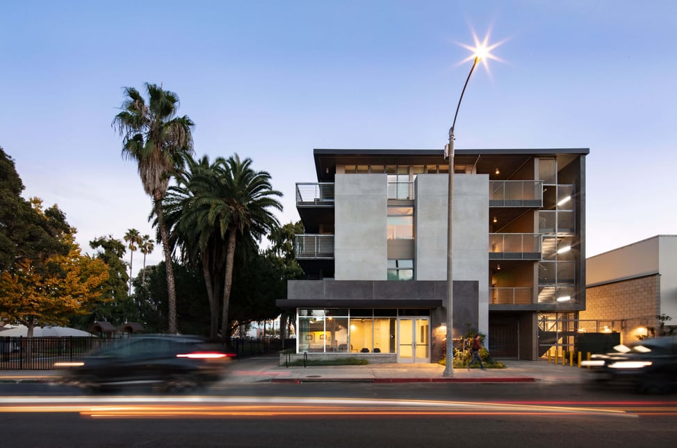 Cota Street Mixed Use - A modern multifamily housing development in Santa Barbara designed to enhance urban living through natural light and shared outdoor space.