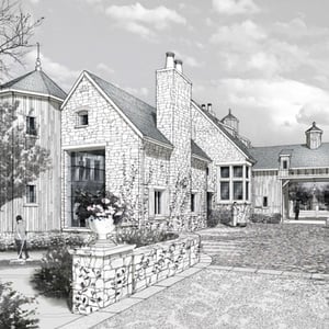 Drawing of a Tennessee country living estate, with modern features 