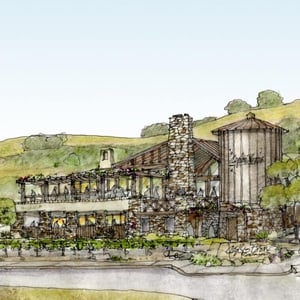 A drawing of a wine country resort in California's Central Coast 