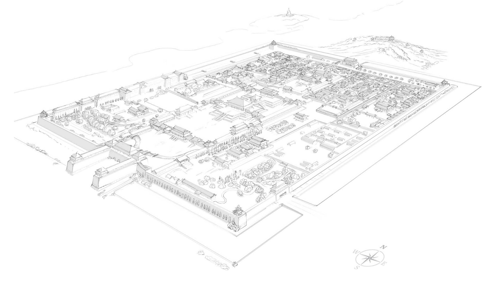 Aerial View Drawing of Forbidden City_South China Morning Post