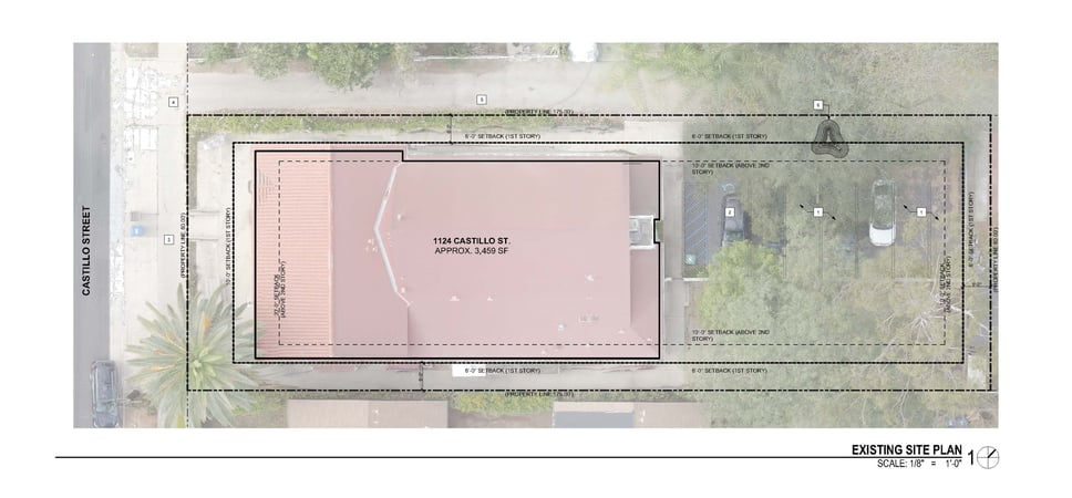 Site plan illustrating the existing conditions of the hotel property in Santa Barbara.