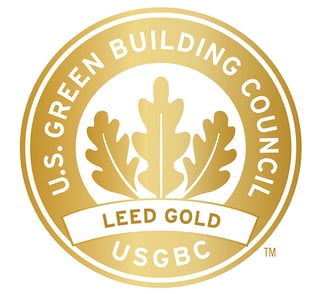 LEED Gold certification logo representing the project's commitment to sustainable design in multifamily housing.