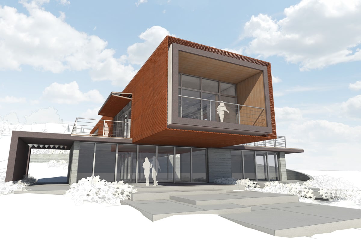 Axis house-11-Rendering of front and side facade from ground level