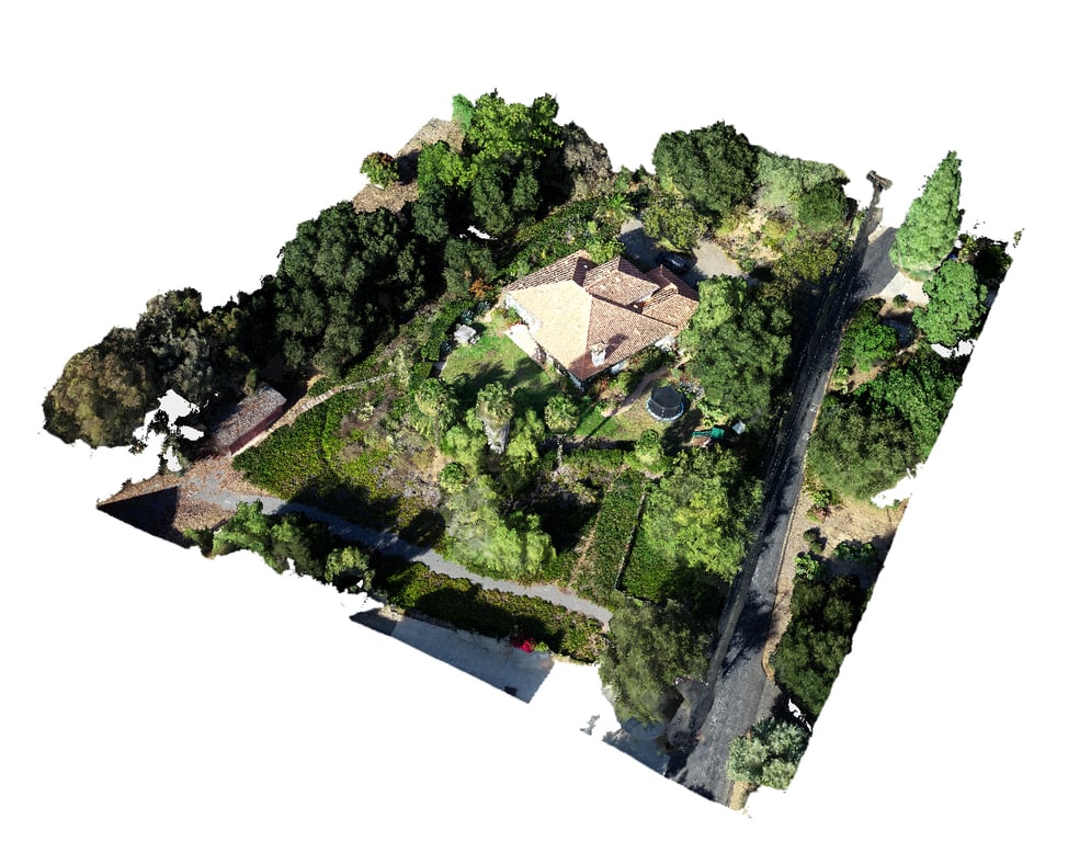 Aerial 3D rendering of residential site showing master-planned layout of a forever home.