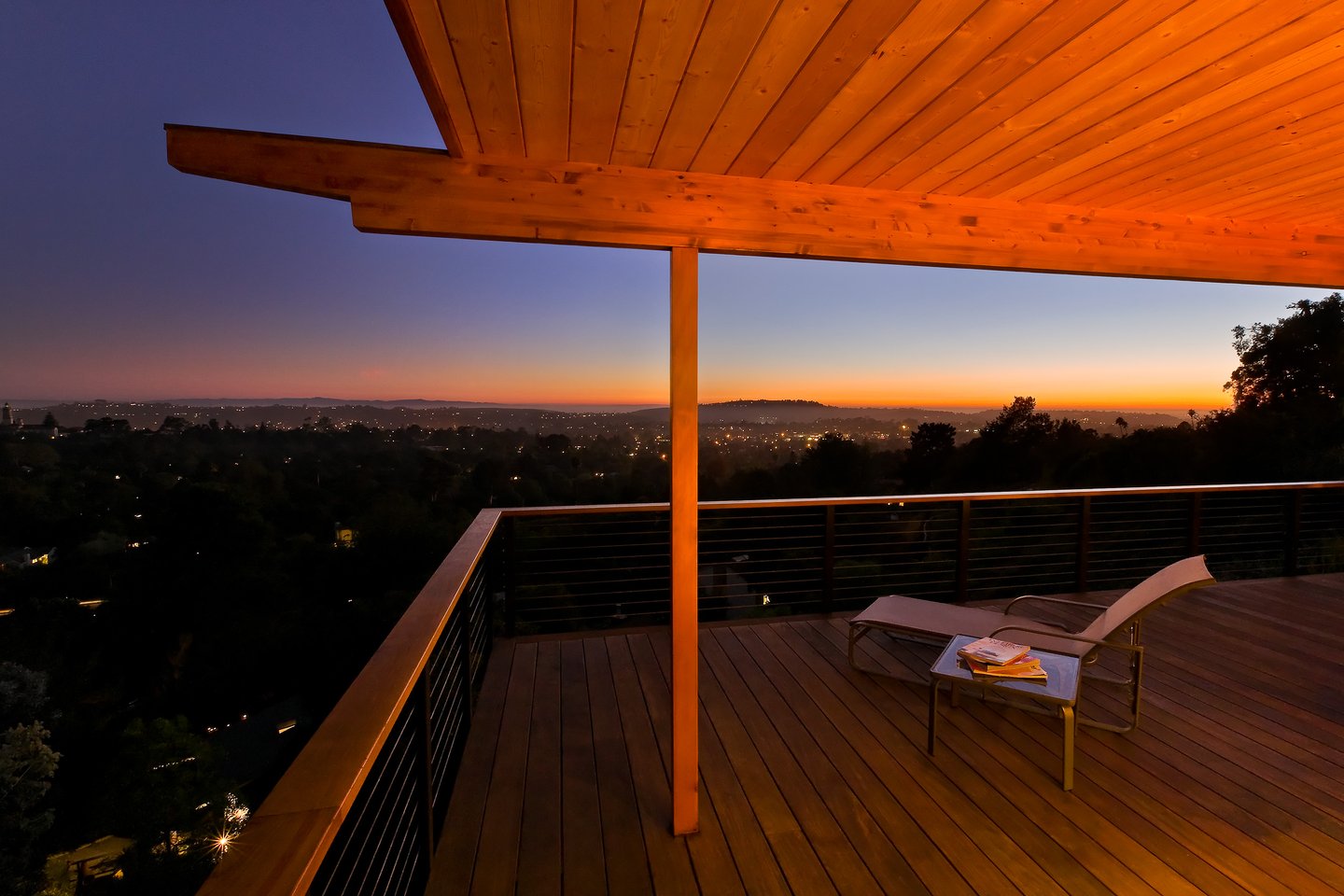 Mid-Century-Modern-Resdence-Santa Barbara and lounge chair with view at sunset@2x-13