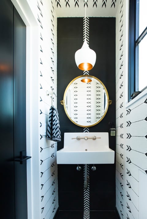 Bridge House-13-Black and White Powder Room