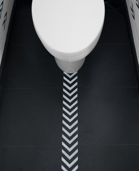 Bridge House-15-Black and White Powder Room Tile