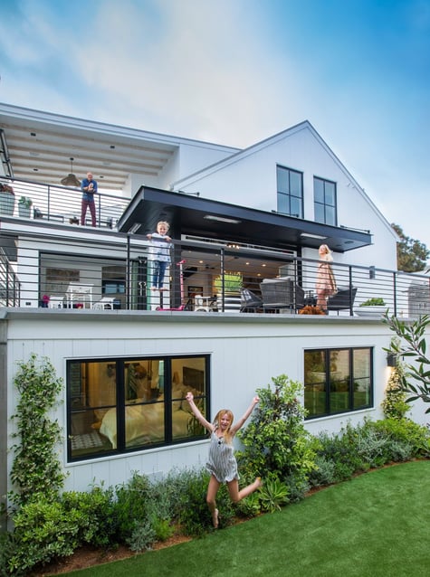 Modern forever home with spacious balconies and family-friendly garden spaces, highlighting multi-generational design solutions.