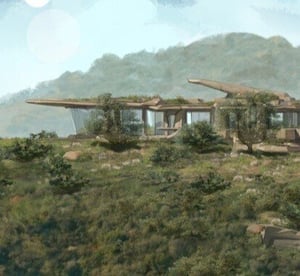 close up of elevation of futuristic home