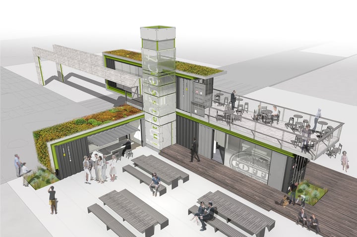 Container Pavilion at Intersect-2-digital rendering of container pavilion