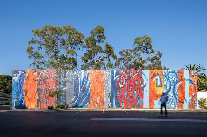 Soco Commercial-2-large mural with skateboarder