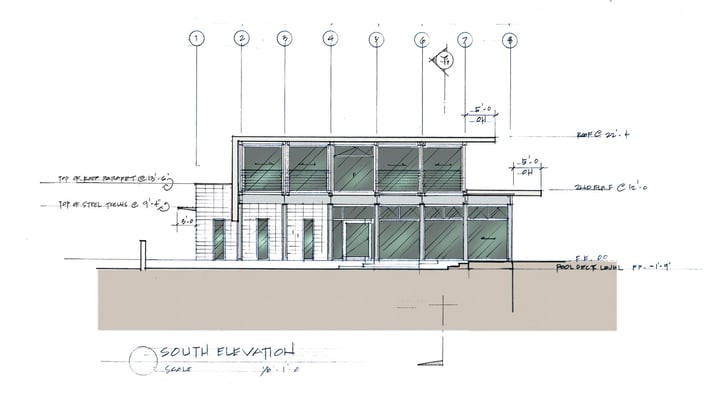 Shipping Container Residence-10a-hand rendered south elevation