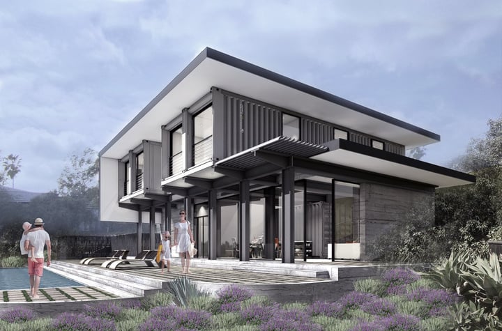 Shipping Container Residence-12b-west elevation rendering
