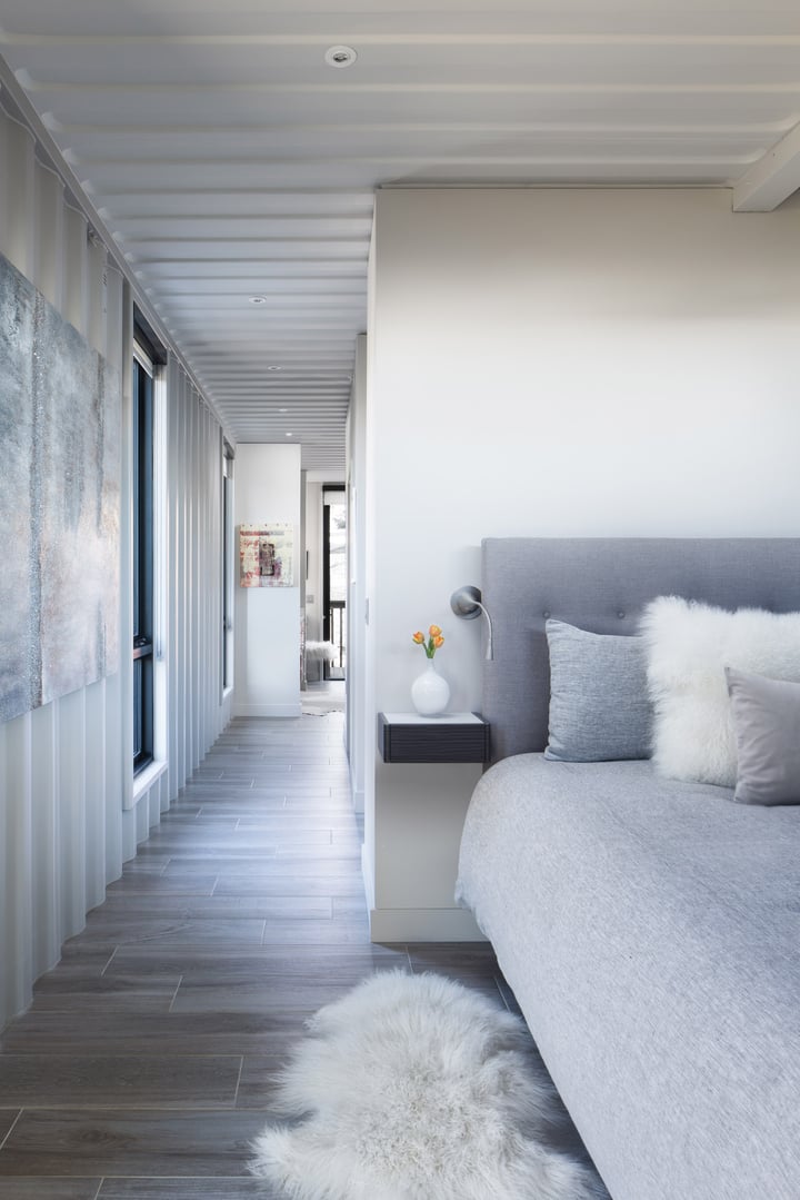Shipping Container Residence-6a-master bedroom hallway to en suite