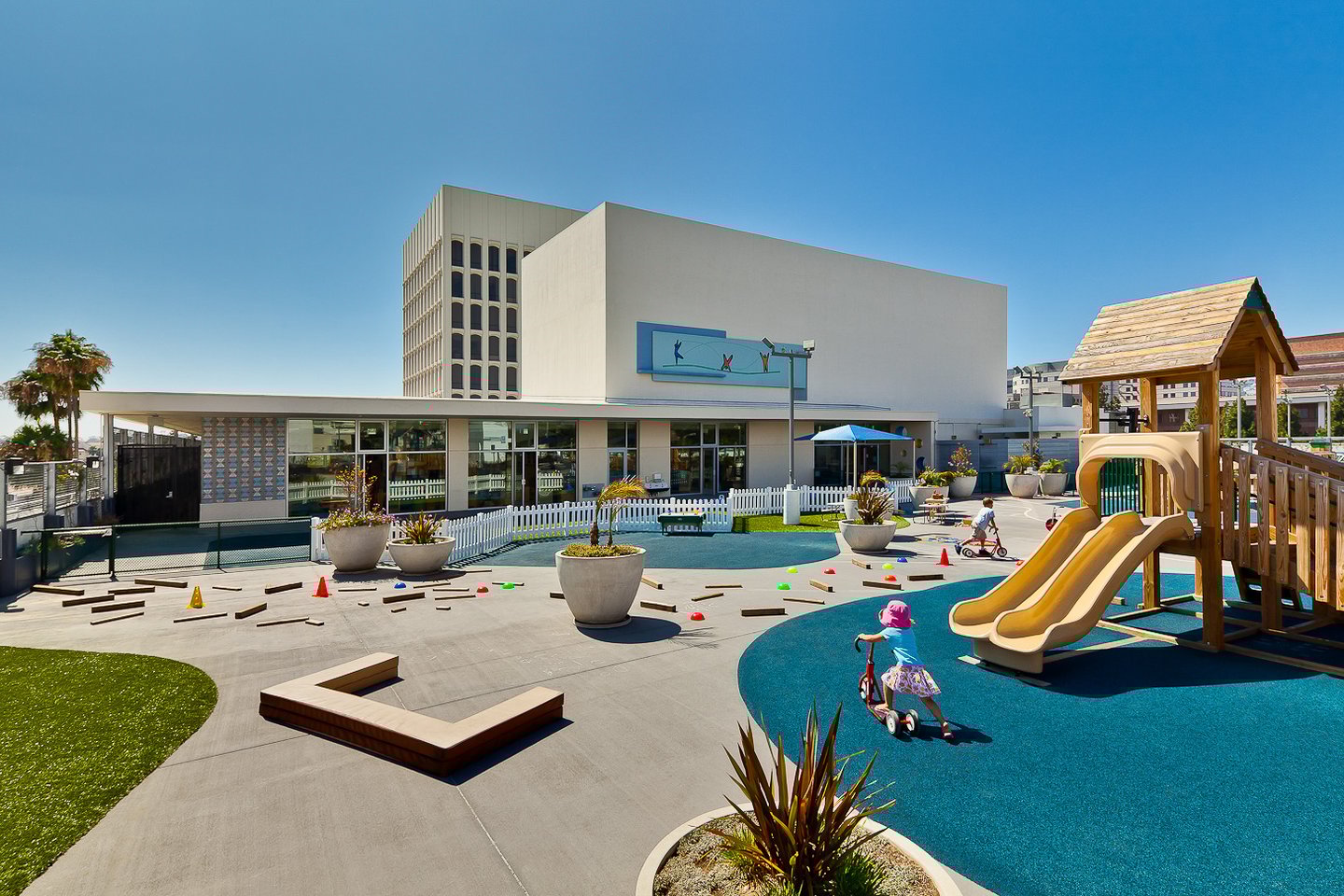 UCLA Child Care Center-@2x-2-Front entrance + playground daytime
