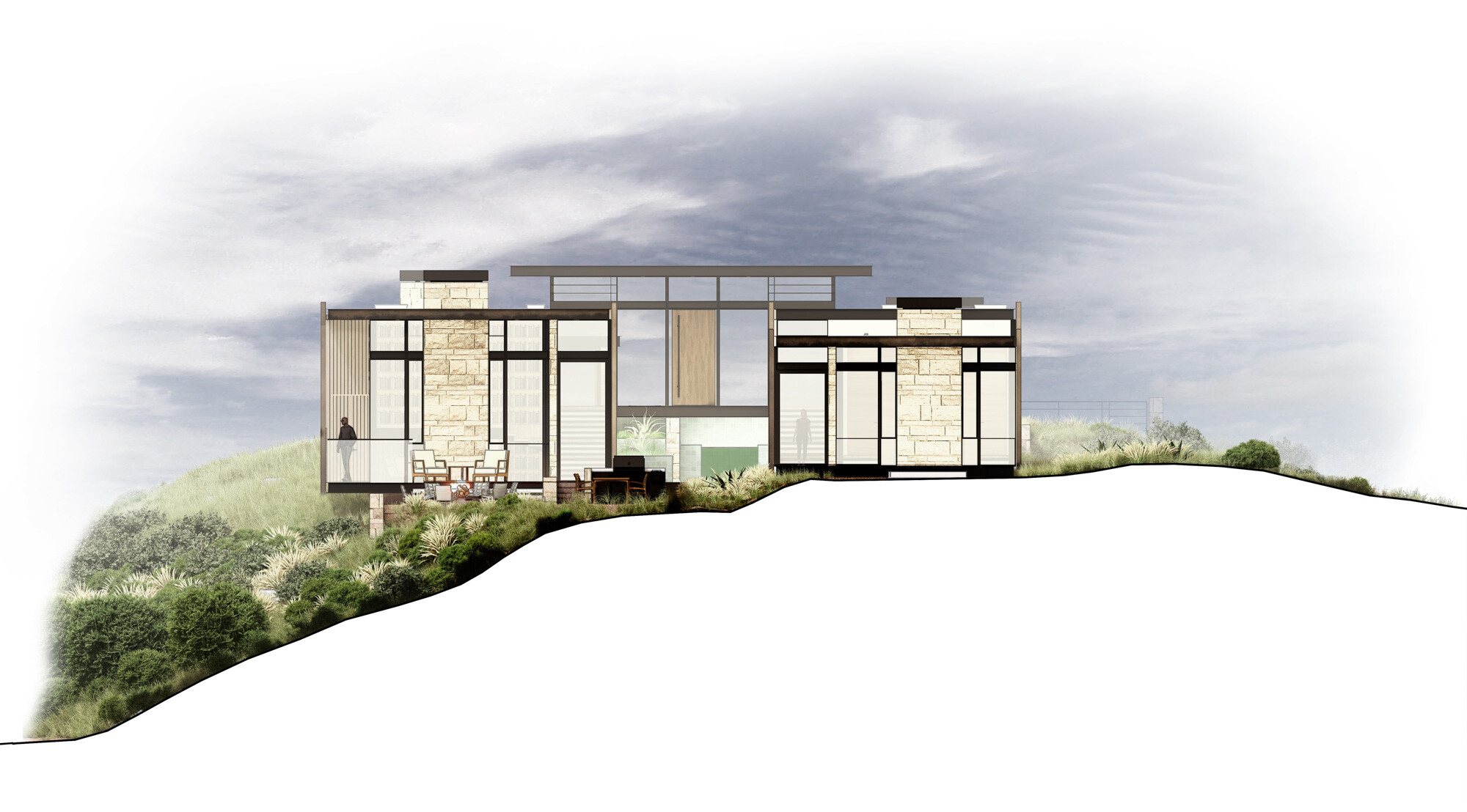 toro-canyon-residence-241003 ELEVATION NORTH WEST_withsky