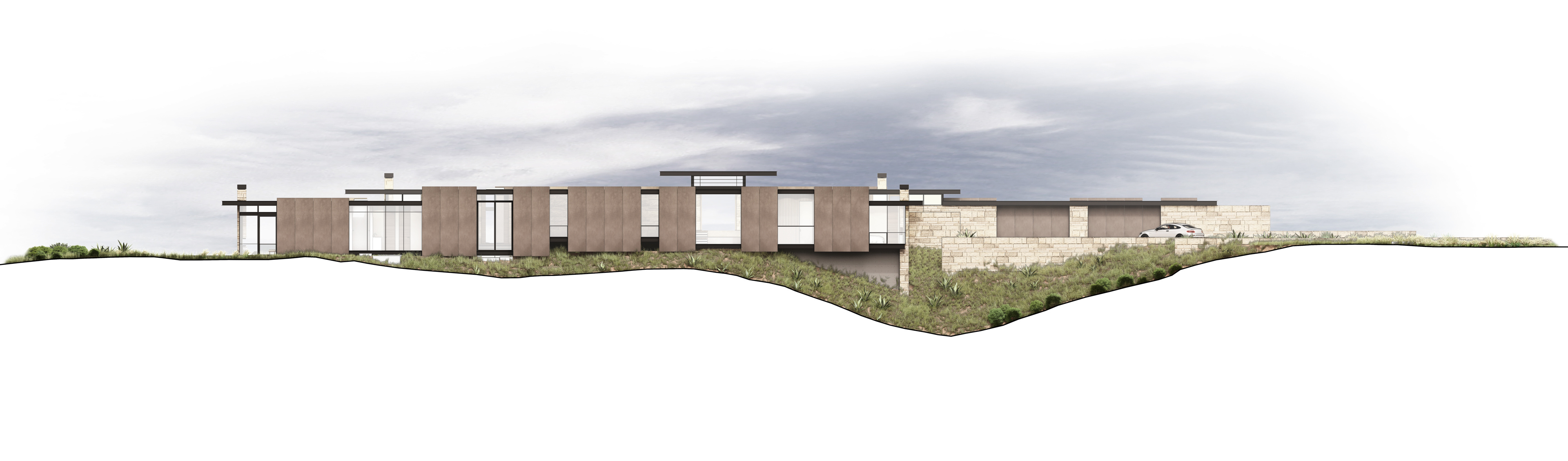 toro-canyon-residence-ELEVATION SOUTH WEST_withsky